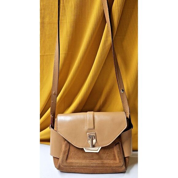 LINDSEY NICOLE‎ ludlow mini micro messenger brown crossbody bag made in Italy - Picture 1 of 16